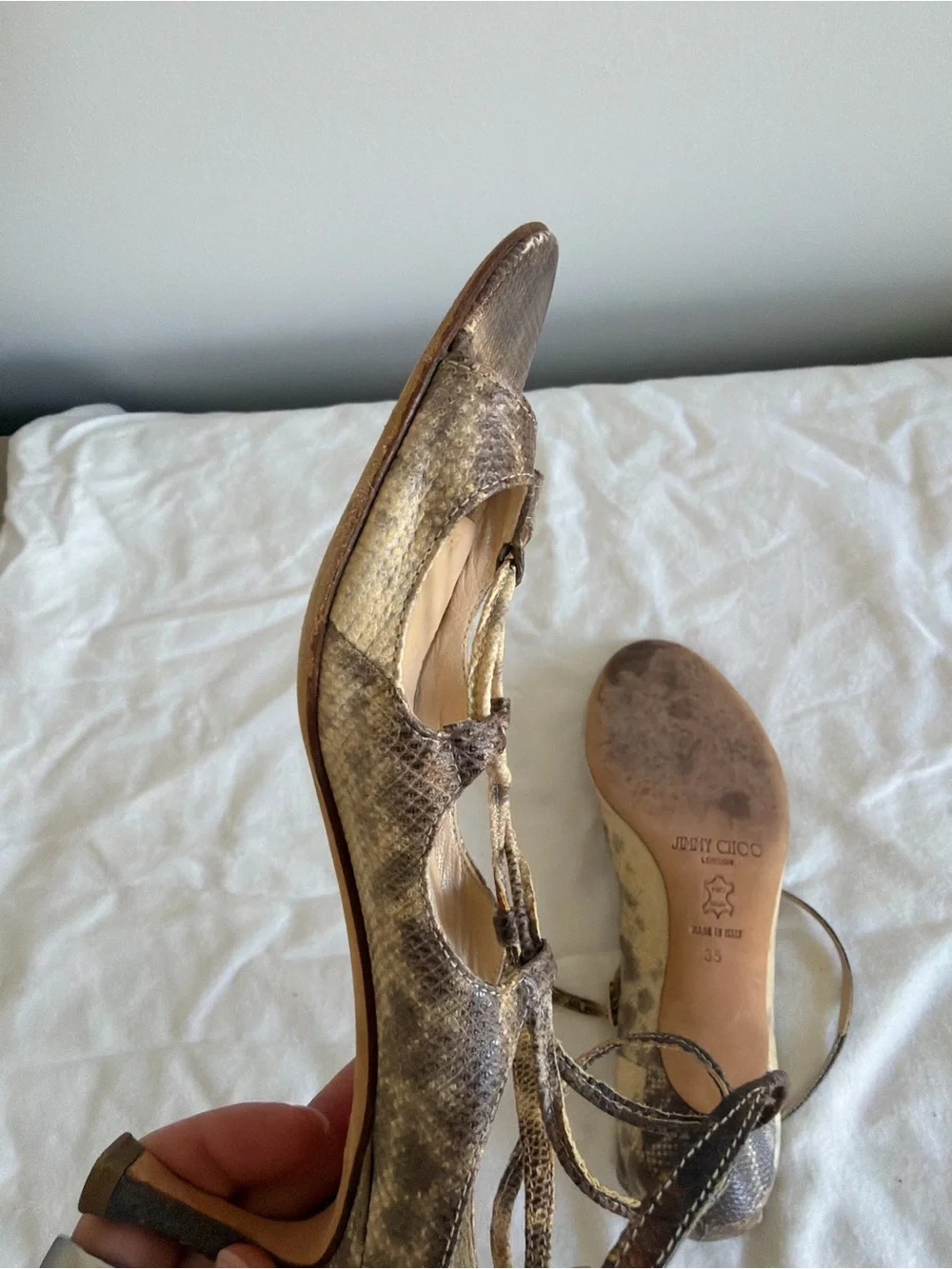Jimmy Choo Heeled Sandals Snake Skin Size 35